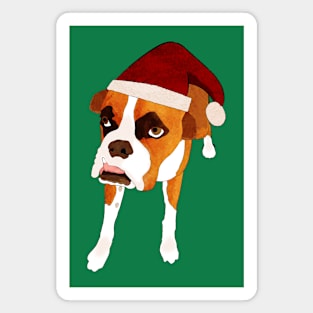 Boxer in Santa Hat Magnet